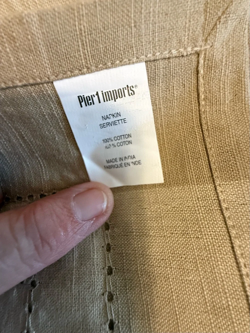 Pier 1 Neutral Taupe Hemstitch Linen Napkins - Set of 11